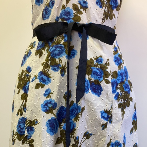 Loft Women’s White -Blue Floral Print Summer Dress/Size:2 - Picture 6 of 7